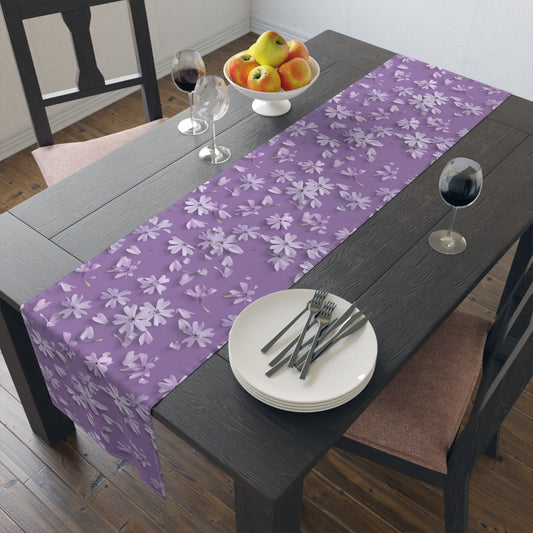 Cotton Purple Petals Table Runner