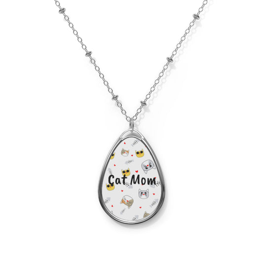 Oval Cat Mom Necklace