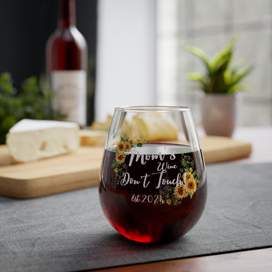 Mom's Wine Don't Touch in White Stemless Wine Glass